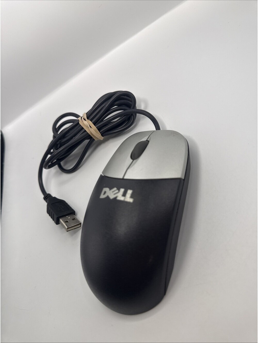 Vintage Dell UVDEL1 Wired USB Optical Mouse Black Silver M-0C8639